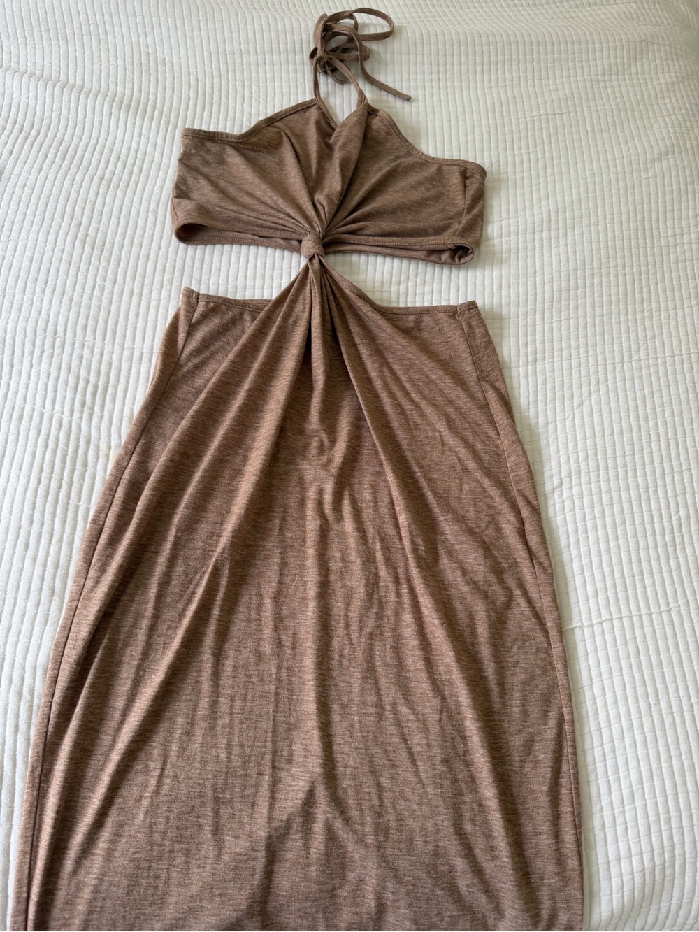 Brown Cutout Halter Maxi Dress